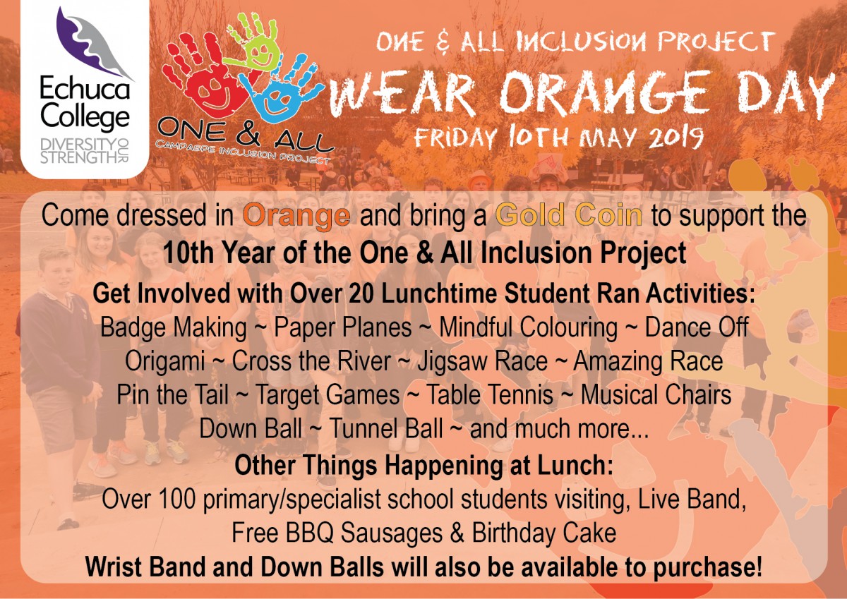 Wear Orange Day Echuca College